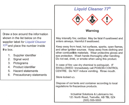 Liquid cleaner 77 supplier label